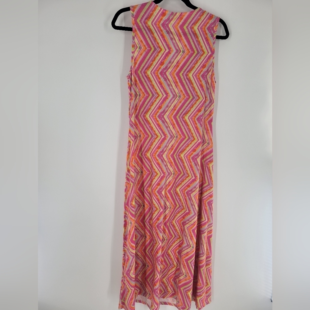 Soft‎ Surroundings Giselli Dress Sleeveless V-Neck Chevron Zigzag Size M - Picture 4 of 9